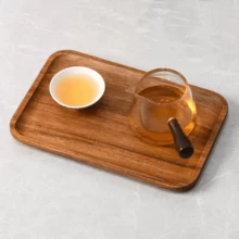 1 chiếc khay phục vụ hình chữ nhật bằng gỗ óc chó, kích thước nhỏ, dùng làm khay trà, đĩa cà phê, đĩa ăn nhẹ và trái cây. - màu nâu - Xem 3