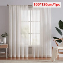 1 tấm rèm cửa mỏng nhẹ, kiểu dáng hiện đại, màu trắng, chất liệu vải lanh, thích hợp cho phòng khách, phòng ngủ, nhà nghỉ dưỡng, rèm bán trong suốt, phong cách trung cổ. - trắng - Xem 8