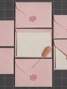 5 phong bì màu hồng trung tính có tem sáp, bộ văn phòng phẩm tối giản trang nhã, thiệp chúc mừng, thích hợp cho Ngày của Mẹ, tiệc mừng em bé. - Nhiều màu - Xem 2