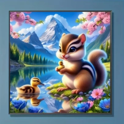 Bộ tranh đính kim cương mới 1 cái, chủ đề cáo và vịt, tranh khảm kim cương pha lê tròn 5D tự làm, thích hợp làm quà tặng thủ công, trang trí phòng khách, phòng ngủ, quà tặng dịp lễ, Ngày của Cha, Ngày của Mẹ, đám cưới, Ngày Quốc tế Lao động, Lễ Phục sinh, Giáng sinh, Ngày Valentine, không khung.