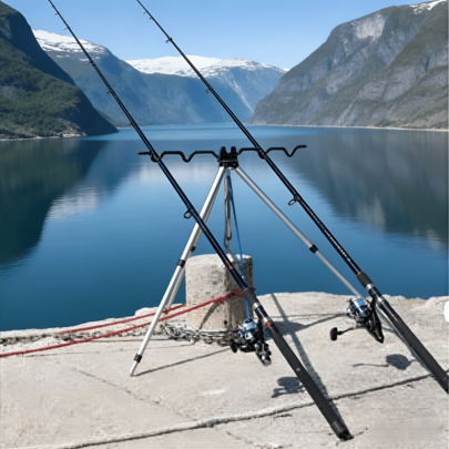 1 pièce Support de canne à pêche, fabriqué en métal, peut supporter plusieurs cannes à pêche pour travailler en même temps, pliable, facile à transporter, convient pour la pêche en extérieur.