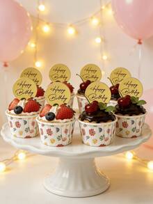 5pcs/10pcs Modern Letter Pattern Cake Toppers, "Happy Birthday" Letter Cake Decorations, Suitable For Birthday Party, Cake Decorations, Baking Decorations, Baking Supplies, Holiday Gifts - Gold - View 3