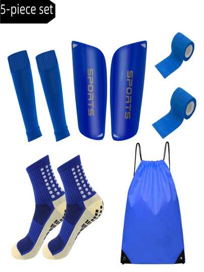 5 Stücke/Set Fußball Ausrüstung Set (Fußballsocken/Schienbeinschoner/Schienbeinschützer/Aufbewahrungstasche/Zubehör), komplette Ausrüstung um deine einzigartige Stärke auf dem Spielfeld zu zeigen