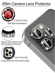 3 Packs Camera Lens Protector Compatible With IPhone 17/16/15/14/13/12/11 Pro Max, Metal Ring Lens Film Compatible With IPhone 11/12/13/14 Plus/14 Pro Max/15 Pro Max - Black - View 4