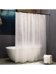 1 件 PEVA 防水浴帘，优雅朦胧鹅卵石图案浴室防水浴帘，石头印花，71 英寸宽 x 71 英寸长或 71 英寸宽 x 79 英寸长，配有 12 个挂钩，适用于浴室、阳台、花园 - 白色 - 查看 12