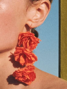 一对夸张时尚布艺花朵耳坠，春夏百搭日常佩戴，适合女性 - 布藝花朵 - 查看 9