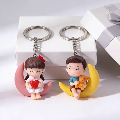 2 Stücke Paar Figur Schlüsselanhänger, Paar Schlüsselanhänger, Geldbörse & Tasche Anhänger, Schlüssel Dekorationen, Hochzeitsgeschenke, Auto Schlüssel Accessoires, Party Geschenke, Paar Geschenke, Mini Schlüsselanhänger für Schlüssel Dekoration, Auto Schlüssel, Taschen, Feiertage, Veranstaltungen