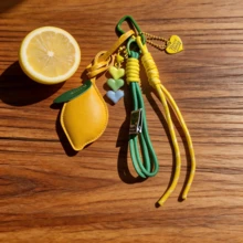 1 件可爱柠檬包包挂饰钥匙扣 - 甜美心形串珠腕带，女士和女孩的精美包包配饰 - A - 查看 7