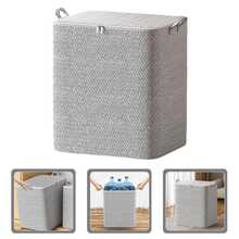 1pc Large Capacity Gray Zipper Storage Bag, Upgraded Clothes Organizer Bag, Toy Storage Bag, Moving Packing Bag, Classic Miscellaneous Storage Bag, Fishbone Pattern Storage Bag, Dual-Way Metal Zipper, Sturdy Handle, Soft Fabric, Precise Zipper, Suitable For Home Miscellaneous Storage, Clothing Organization - Grey - View 9