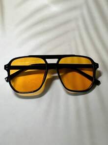 Bright Orange Men's Fashion Glasses, Suitable For Daily, Vacation And Photography - Burnt Orange - View 2