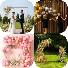 Kit Arco de Globos Cuadrados con Base Rellenable, Soporte Metálico para Fiestas, Bodas y Cumpleaños - Ver 9