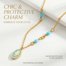 1pcWomen's Green Bead Rocket Drip Glue Necklace, Oval Flower Clavicle Chain Fashion Jewelry - hạt cườm - Xem 3