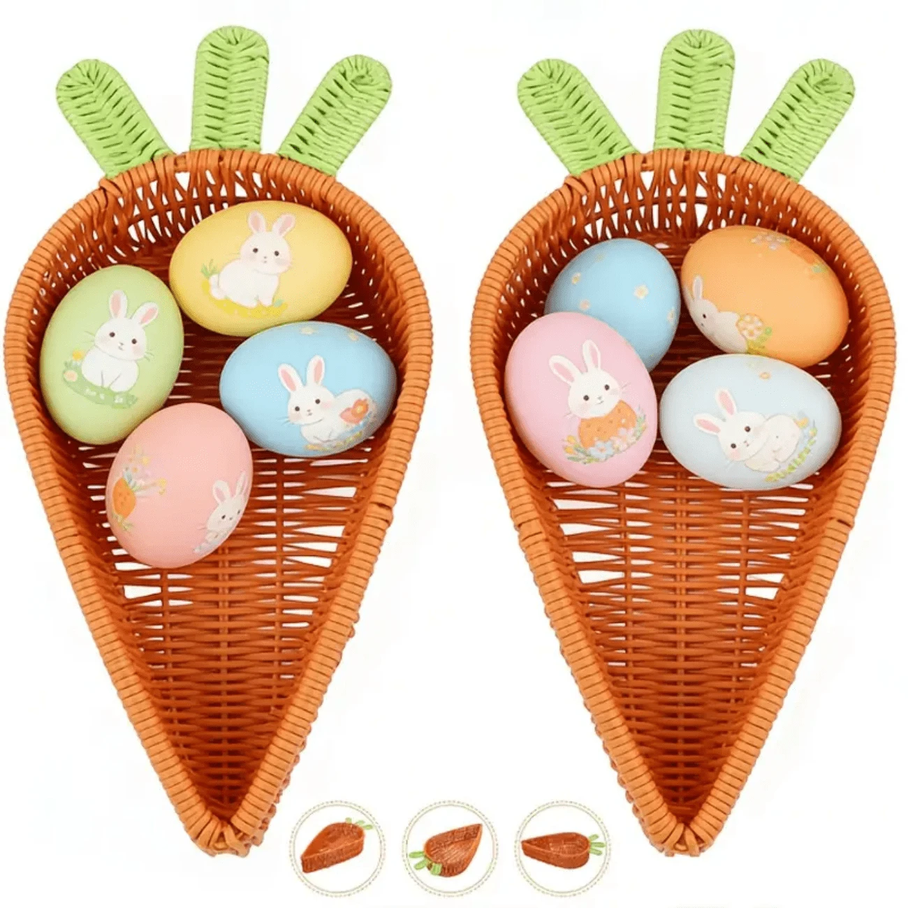 1pc Carrot Shaped Mini Storage Box, Easter Party Decor, Handwoven Plastic Rattan Basket, Easter Egg Gift Storage, Decorative Creative Basket, Suitable For Easter, Valentine's Day, Home Decor, Ornament, Creative New Year Gift