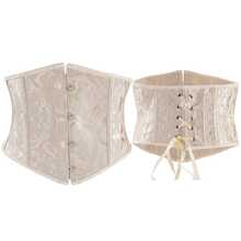 1pc Women's Jacquard Corset, Overbust Waist Cincher With Boning, Suitable For Daily Wear And Halloween - Apricot - View 1