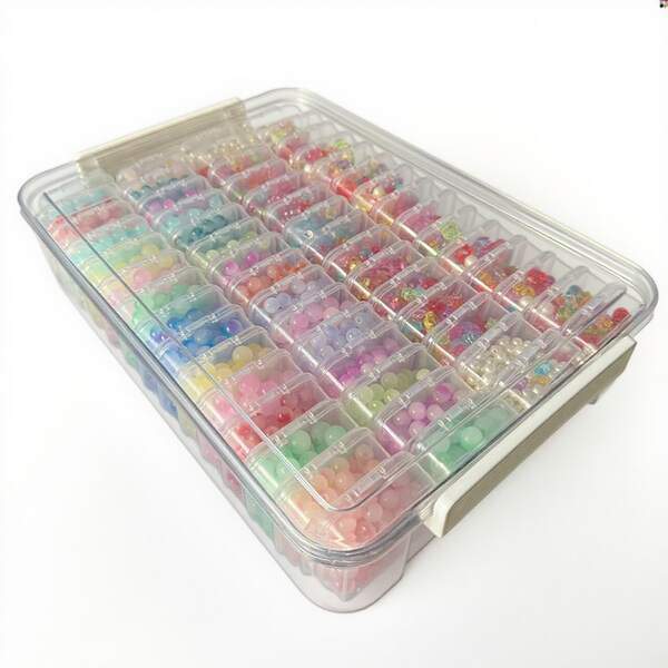 1pc 60 Slots Plastic Storage Box, DIY Diamond Painting Beads Charms Jewelry Accessories Organizer Box,Perler Beads And Craft Storage.