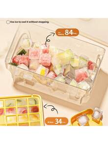 1 Set New Quick Ice Maker With Ejection Device, Homemade Ice Tray With Ice Scoop, Easy Release Small Ice Cube Container, Portable Ice Storage Box - Multicolor - View 11