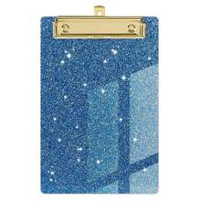 1个闪亮亮片亚克力写字板，10x15厘米，非A4尺寸，6种鲜艳颜色（蓝、粉、绿、紫、黄、白），PMMA材质，金属边，闪亮亮片，便携式，适用于学校/办公室/笔记本 - 彩色 - 查看 20