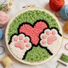 DIY 初學者刺繡套件，包含刺繡針、線材、說明書、繡框與預印布料，貓爪設計，創意手工牆飾與禮品，2D 印刷刺繡套件，20x20cm/7.87x7.87in - 20X20cm - 查看 6