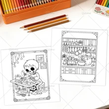 午夜恶作剧：可爱又惊悚的涂色书，大胆简约，极简主义大尺寸设计，助您放松身心，成人放松涂色书，24页单面手绘，极简图案设计，易于涂色，享受涂色的乐趣和成就感，送给朋友、家人或爱人的贴心礼物，适合节日、生日或任何特殊场合，也是返校文具用品。 - 午夜惡作劇 - 查看 9