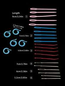 Bộ 26 món gồm kim may, kim khâu nỉ, kim thêu, kim vá và kim móc, dụng cụ đan móc thủ công DIY kèm thước đo độ dày kim. - Bộ kim khâu tay - Xem 7