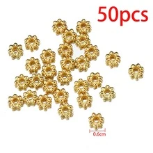 50 piezas de cuentas espaciadoras de cobre con forma de copo de nieve, cuentas espaciadoras con forma de flor para hacer collares, pulseras y joyería DIY - Multicolor - Ver 13