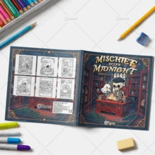 午夜恶作剧：可爱又惊悚的涂色书，大胆简约，极简主义大尺寸设计，助您放松身心，成人放松涂色书，24页单面手绘，极简图案设计，易于涂色，享受涂色的乐趣和成就感，送给朋友、家人或爱人的贴心礼物，适合节日、生日或任何特殊场合，也是返校文具用品。 - 午夜惡作劇 - 查看 4