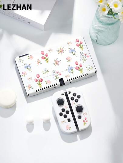 1 ốp bảo vệ in họa tiết hoa cho 2 (2025), tương thích với Switch 2/Switch OLED/Switch NS/Lite, phụ kiện chơi game thế hệ Switch 2 mới, món quà tuyệt vời nhất dành cho người chơi SWITCH.