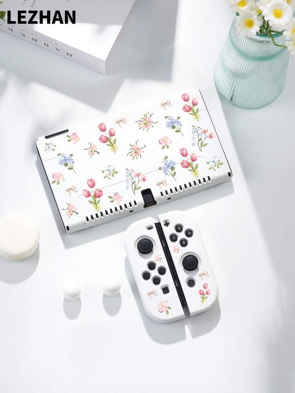 适用于 2 (2025) 的花卉图案保护套（1 件），兼容 Switch 2/Switch OLED/Switch NS/Lite，新一代 Switch 第二代游戏配件，送给 Switch 玩家的最佳礼物