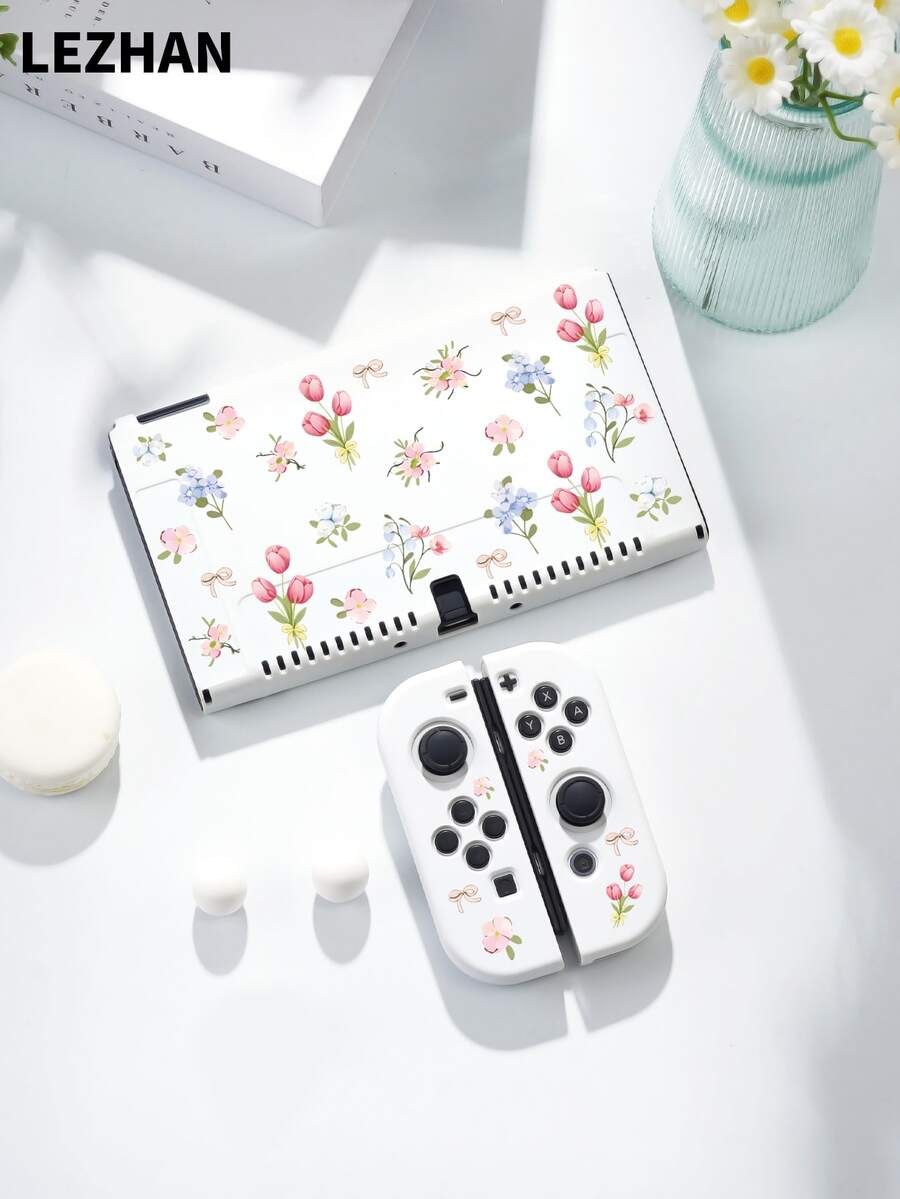 适用于 2 (2025) 的花卉图案保护套（1 件），兼容 Switch 2/Switch OLED/Switch NS/Lite，新一代 Switch 第二代游戏配件，送给 Switch 玩家的最佳礼物 - 查看 1