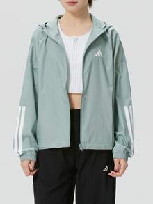 adidas Hyperglam WINDBREAKER 運動健身連帽長袖外套 女款 - 石灰綠 - 查看 1