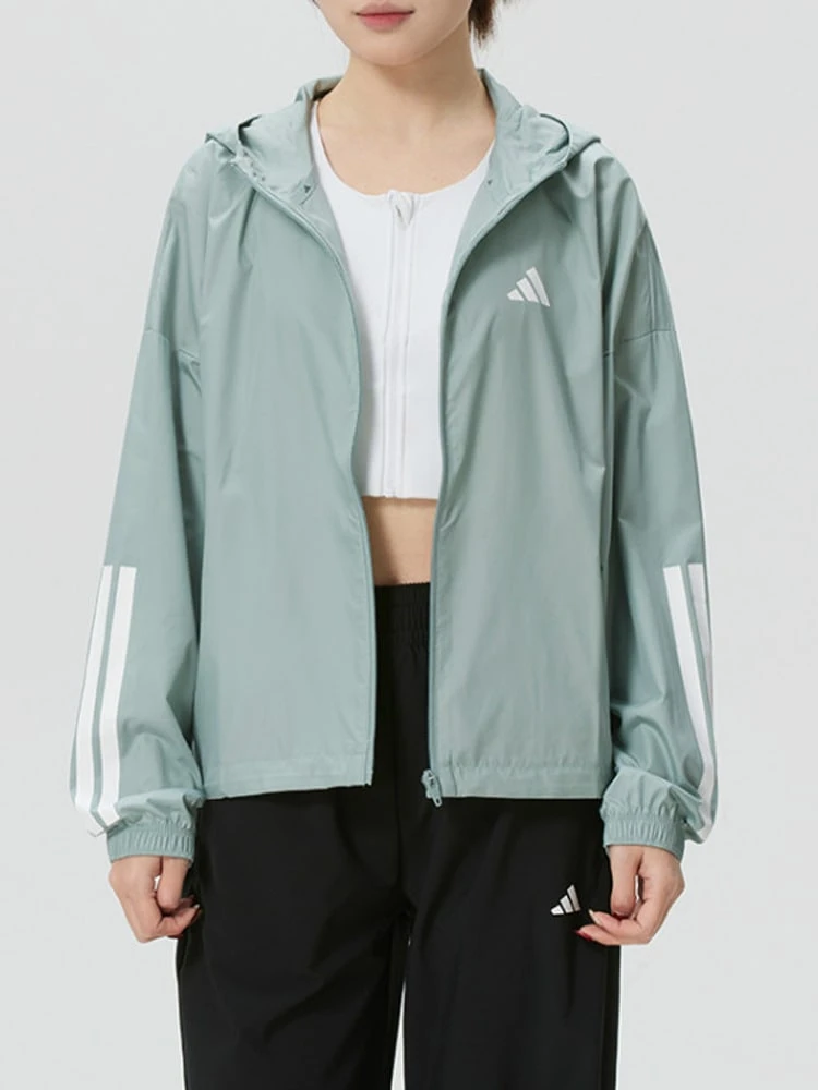 adidas Hyperglam WINDBREAKER 運動健身連帽長袖外套 女款 - 石灰綠 - 查看 1
