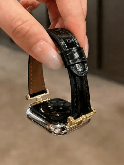 Compatible With Apple Watch Luxury Diamond Charm Mixed Media Leather Design Strap For Women For Ultra/SE 2/SE 1/Series 11/10/9/8/7/6/5/4/3/2/1, 38/40/41/42/44/45/46/49mm