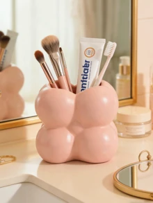 1 件装高端甜甜圈造型北欧风浴室梳妆台刷架，化妆刷收纳架，梳子架，粉刷收纳盒，高性价比多功能笔筒装饰设计，大容量，适用于办公室、家居装饰和储物空间。 - A - 查看 3