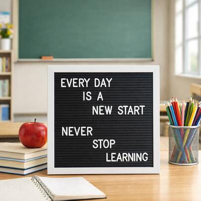 DIY Letter Board With White Frame, Changeable Message Board With Letters, Inspirational Quote Sign For Desk Wall Decor, Vintage Felt Letter Board For Home Office Classroom Decor, Aesthetic Message Board For Bedroom Cafe Shop Display, Motivational Word Board For Students Teachers