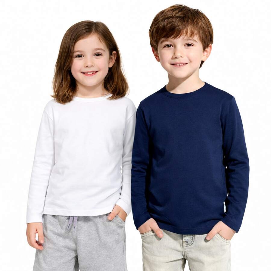 Set Of 2 Children's Thermal Sweatshirts, Fleece-Lined, Winter, For Boys And Girls - Autumn And Winter - Nhiều màu - Xem 1
