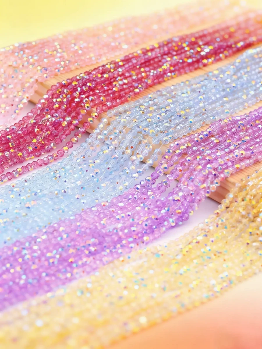 1pc 4mm High Luster Flat Crystal Glass Beads, 96 Facets Cut Glass Beads - Suitable For Fashion DIY Jewelry Making Necklace Bracelet Accessories - DIY - View 1