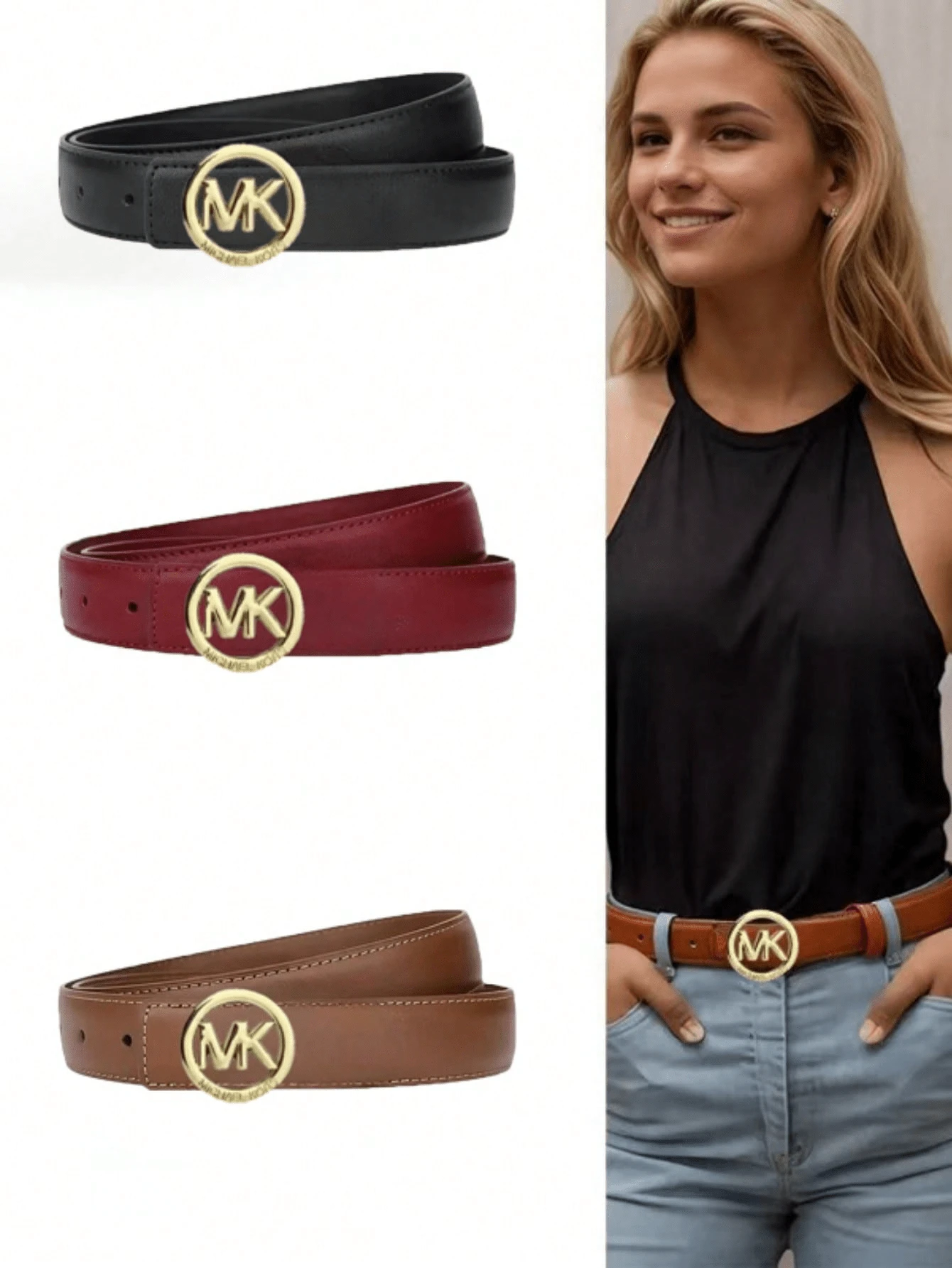 Thắt lưng nữ tối giản thời trang, thắt lưng da cao cấp cho váy, quần jeans, giúp thon gọn vòng eo. - Nhiều màu - Xem 1