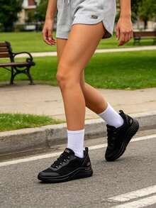 Skechers BOB'S SPORT系列女士休闲运动鞋，缓震日常旅行鞋117561-BBK - 全黑色 - 查看 1