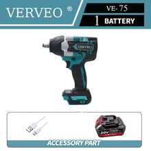 VERVEO Power Tool 20V Kunci Pas Dampak Tanpa Sikat 1000N.M Torsi Tinggi 1/2 Inci Tugas Berat Motor Tembaga Murni Perbaikan Rumah dan Mobil DIY, Pembongkaran Mur dan Ban Peningkatan Baterai Lithium Antarmuka TYP-C - Biru - View 14