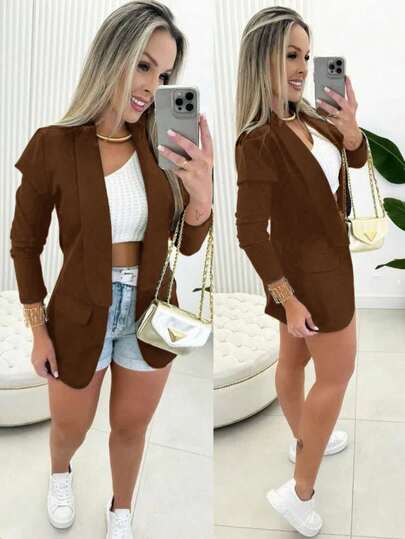 Blaze de alfataria social feminina manga longa