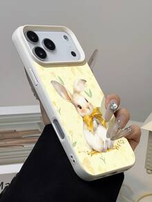 1pc Soft & Cute Yellow Bow Rabbit Pattern Litchi Texture Anti-Drop Anti-Slip Soft Phone Case, Compatible With Apple. Phones - Multicolor - View 3