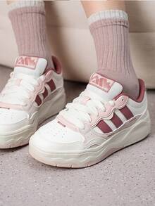 adidas LITE SHUFFLE 舒適貼合繫帶 板鞋 女款 亮白 - 淺粉色 - 查看 1