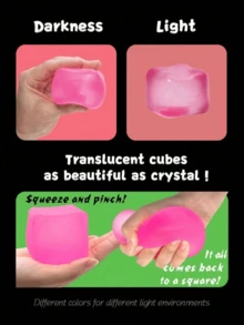 1个超大号超柔软可挤压果冻猫玩具，不粘手感官玩具，优质手工硅胶草莓奶油挤压玩具，减压玩具，新款透明粉色草莓奶油顶 - 查看 2