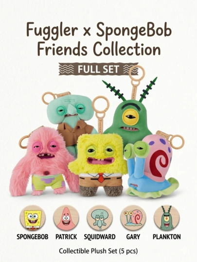 Spin Master 5pcs/Set Authorized Cute Monster Collaboration Series: Adorable And Quirky Hanging Decor, Unique Collectibles, Suitable For Millennials And Adults As Alternative Decoration, Novelty Gag Gifts, Fashionable Keychains