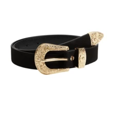 1pc Fashionable Retro Western Style Leather Belt - Black - View 7