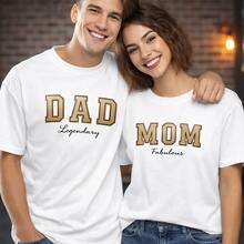 Camiseta con estampado de "Papá Legendario y Mamá Fabulosa", camisetas a juego para uso diario, regalos de cumpleaños, regalos de Halloween o como camiseta conmemorativa para amigos o seres queridos. También adecuada como suéter. Entrega rápida. - Hombre Blanco - Ver 6