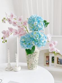 Conjunto de 6 flores artificiais de hortênsia e orquídea, ideais para decoração de parede, sala de estar, quarto, casamentos, festas, mesas, escritórios, jardins e áreas externas. Perfeitas para primavera, verão, outono e inverno. - Multicolorido - Ver 3