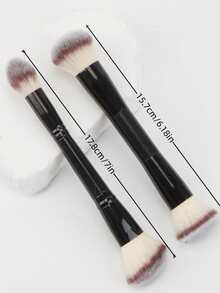 4/2pcs Professional Dual-Ended Face Makeup Brushes, Powder Brush, Blush Brush, Makeup Tools, Soft Fibers, Easy To Carry, Travel Brushes - Black - View 12