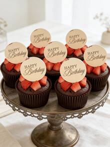 5个/10个现代字母图案蛋糕装饰插牌，“生日快乐”字母蛋糕装饰，适用于生日派对、蛋糕装饰、烘焙装饰、烘焙用品、节日礼物 - 金色 - 查看 5