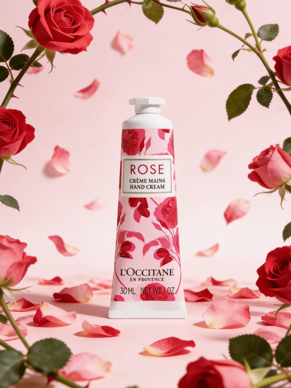 L'Occitane קרם ידיים אוקסיטן רוז 30 מ"ל, חמאת שיאה לחות, לא שומני, ניחוח ורדים אלגנטי